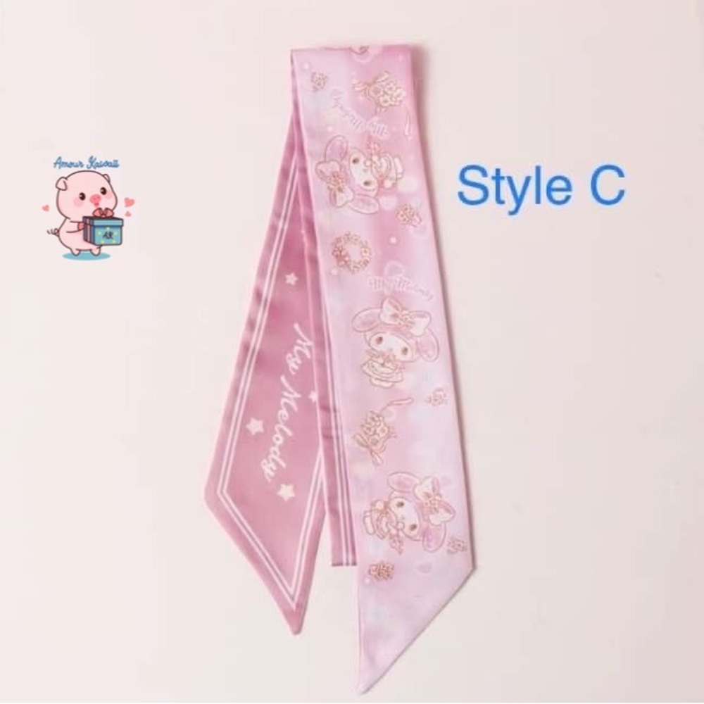 Sanrio My Melody characters twilly silk scarf.